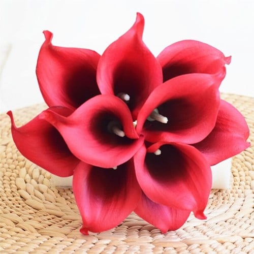 Calla Real Touch Rood Zwart Hart 7 cm 37 cm lang per stuk