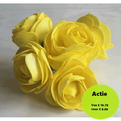 Camelia Ranonkel Yellow Neon Foambloem doos 30 stuks