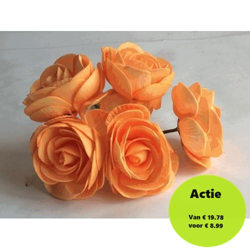 Camelia Ranonkel Oranje Neon Foambloem doos 30 stuks