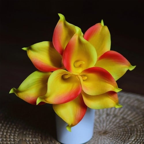Calla Real Touch Yellow Orange 7 cm 37 cm lang per stuk