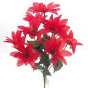 Kerstster Kerstroos Poinsettia Rood Zijdenbloem boeket 7 koppen