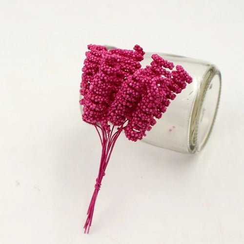 Foam Curly Stamen Bacca Pick Roserood 12 stuks