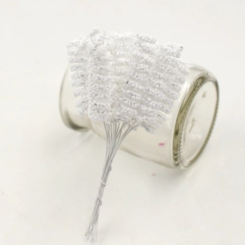 Foam Curly Stamen Bacca Pick Wit 12 stuks