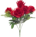 Zijden Rozen met Gips en Blad Rood Boeketje 33 cm