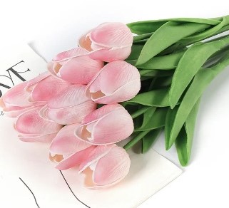 Tulpen Roze Real Touch Foam 33 cm Bundel ca. 10 stuks