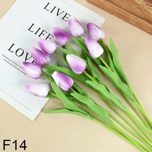 Tulpen Fuchsia Wit Purple Real Touch Foam 33 cm Bundel ca. 10 stuks