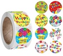 Sluitstickers Happy birthday rond etiket 2,5 cm rol 500 labels