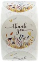 Sluitstickers Thank you Veldbloemen kraft etiket rol 500 labels