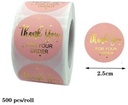 Sluitstickers Thank you for Your Order Roze Goud etiket rol 500 labels