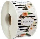 Sluitstickers Thank you zwart wit streep etiket 2,5 cm rol 500 labels