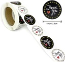 Sluitstickers Thank you Black Rood etiket rol 500 labels