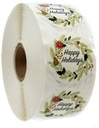 Sluitstickers Kerstetiketten happy holiday kerst rond etiket 2,5 cm rol 500 labels