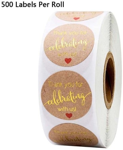 Sluitstickers Thank you for Celebrating With Us kerst etiket rol 500 labels
