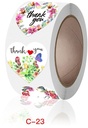 Sluitstickers Thank you Flowers Hartvorm etiket rol 500 labels