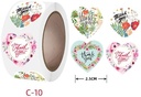 Sluitstickers Thank you Flowers Hartvorm etiket rol 500 labels