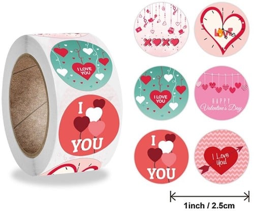 Sluitstickers Thema Happy Love Valentine etiket rol 500 labels