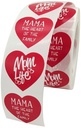Sluitstickers Thema Mama Mother rode harten etiket rol 500 labels