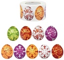 Sluitstickers Versierde eieren rond etiket 3x4 cm rol 500 labels