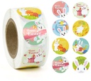 Sluitstickers Happy easter bunny pasen voorjaar rond etiket 2,5 cm rol 500 labels