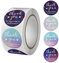 Sluitstickers Thank you for Supporting My Small Business Blauwtinten etiket rol 500 labels
