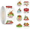 Sluitstickers Kerstetiketten Merry Christmas Happy Holiday kerst rond etiket 2,5 cm rol 500 labels