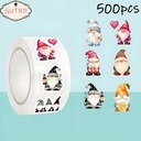 Sluitstickers Kerstetiketten Santa trol gnome rond etiket 2,5 cm rol 500 labels