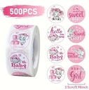 Sluitstickers Babygirl olifantje rond etiket 2,5 cm rol 500 labels