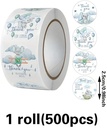 Sluitstickers Baby blauw groen grijs olifantje rond etiket 2,5 cm rol 500 labels
