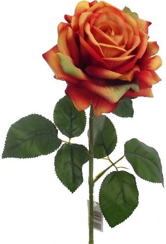 Zijden Roos Oranje Open Velvet touch 74 cm per stuk