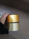 Bedrukt lint Geel Goud 70 mm met zwarte opdruk 80 cm per stuk