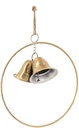 Metalen ring met 2 bellen Oud Goud Whitewash 38x12 cm per stuk