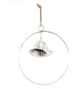 Metalen ring met 2 bellen Oud Zilver Whitewash 38x12 cm per stuk