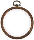 Brocante Houten Borduurring Rond met stelschroef 7,5 cm per stuk