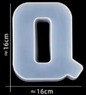 Siliconenmal Letter Q voor Epoxy resin, zeep en kaarsen 16 cm per stuk