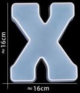 Siliconenmal Letter X voor Epoxy resin, zeep en kaarsen 16 cm per stuk