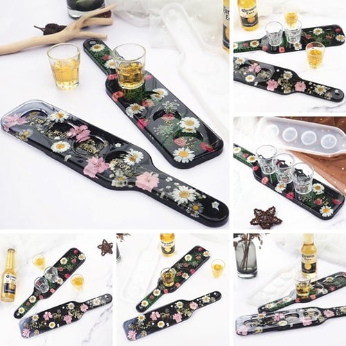 Siliconenmal Borrelplank en shotjes Epoxy resin 16 cm per stuk