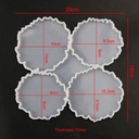 Siliconenmal Set 4 onderzetters glazen bloemvorm Epoxy resin 16 cm per set