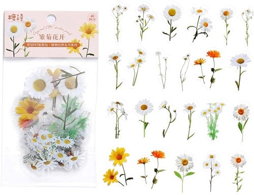 Bloemetjes en blaadjes Geel Wit Daisy voor epoxy resin, zeep, kaarsen excl. decoraties
