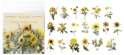 Bloemetjes en blaadjes Geel oa. narcis, zonnebloem enz. voor epoxy resin, zeep, kaarsen excl. decoraties