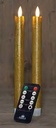 LEDkaars 3D Flame Candle Rustiek Goud Anna's Collection met afstandsbediening D 2,5 H 23 cm 2 stuks