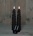 LEDkaars 3D Flame Candle Rustiek Zwart Kerstboom Anna's Collection met afstandsbediening D 2,5 H 23 cm 2 stuks