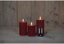 LEDkaars 3D Flame Wax Candle Rustiek Bordeaux Anna's Collection met afstandsbediening 7,5x10/12,5/15 cm 3 stuks