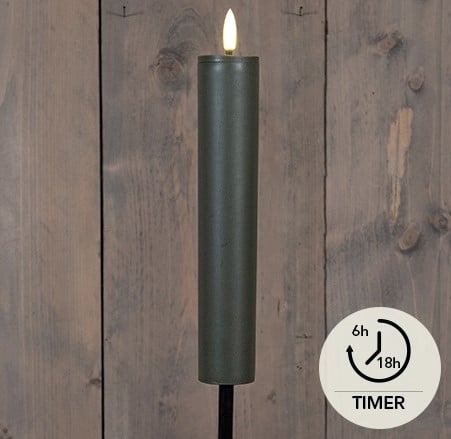 LED Fakkel Solar Olijf Anna's Collection met timer 21x4 cm op 76 cm steker per stuk