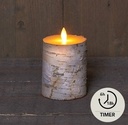 LEDkaars Berkenschors Wit 3D Flame Moving Flame Anna's Collection met timer 7,5x10 cm per stuk