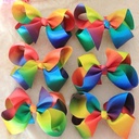 Haarspeld strik met clip Regenboog 10 cm per stuk