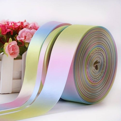 Dubbelsatijn lint dubbelzijdig Regenboog Pastel 38 mm 3 meter per stuk