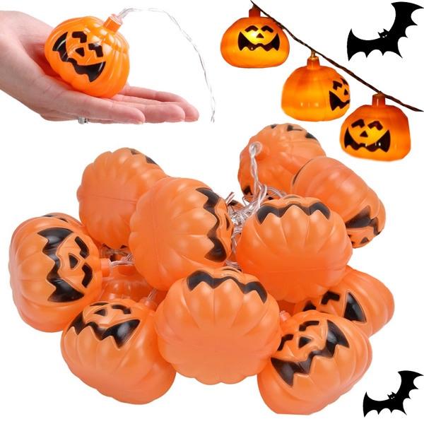 Halloween LED Slinger Pompoentjes 5.5*6.5cm Lichtketting 2 Meter 10 Lampjes