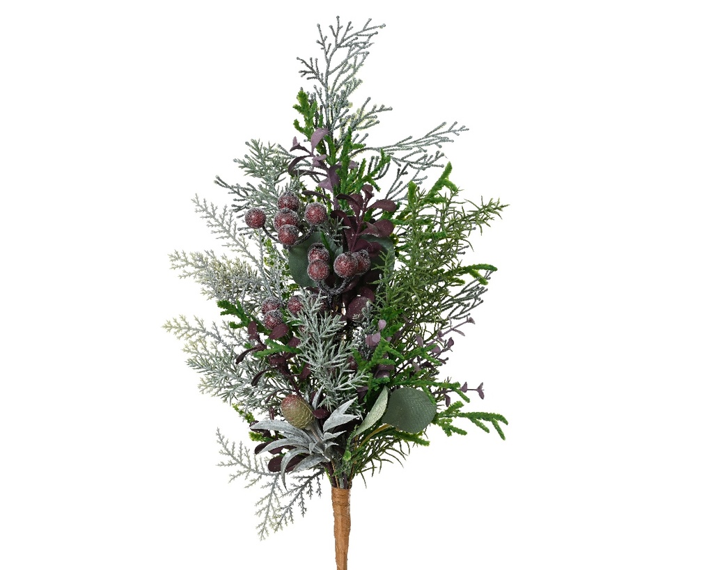 Wintergroen kerstgroen met kunstbesjes 50 cm gemengd groen / stuk