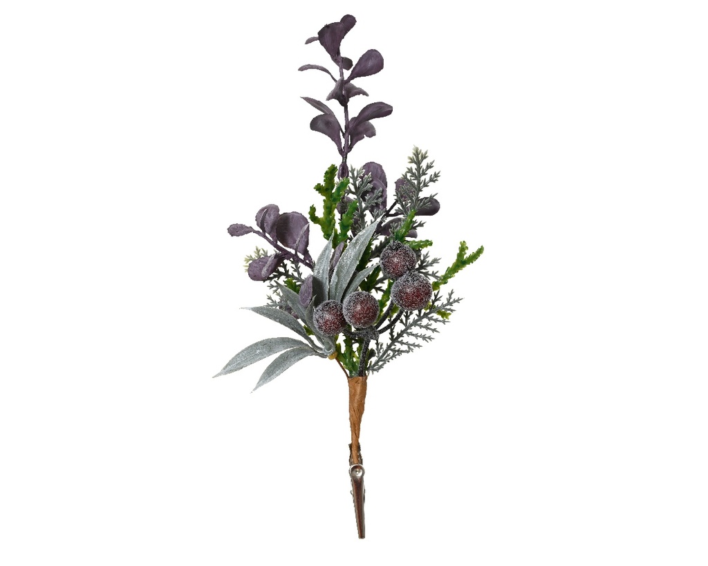 Kersthanger met Wintergroen Blad en Besjes Clip 22 cm Per Stuk