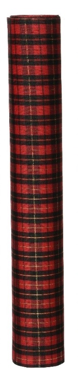 Decostof Tafelloper Tartan Schotse ruit Rood Zwart fijn polyester Dessin B 200cm x 35cm